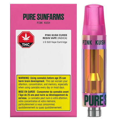 Pure Sunfarms 1 g Pink Kush Cured Resin Vape Cartridge Vapes