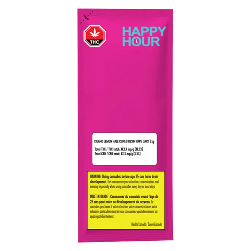 Happy Hour 1 g Island Lemon Haze Cured Resin Vape Cartridge Vapes