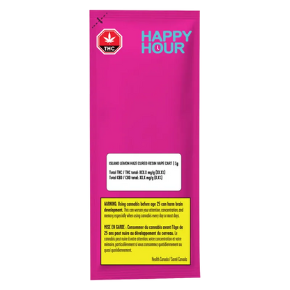 Happy Hour 1 g Island Lemon Haze Cured Resin Vape Cartridge Vapes
