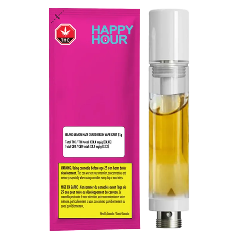 Happy Hour 1 g Island Lemon Haze Cured Resin Vape Cartridge Vapes