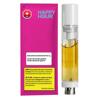 Happy Hour 1 g Island Lemon Haze Cured Resin Vape Cartridge Vapes