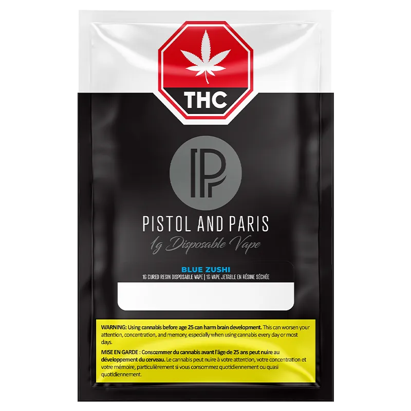 Pistol and Paris 1 g Blue Zushi Cured Resin Disposable Vape Vapes