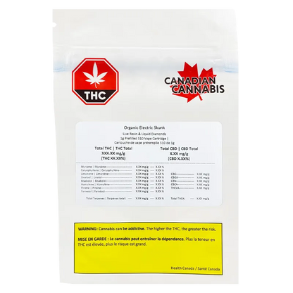 Canadian Cannabis 1 g Organic Electric Skunk Vape Cartridge Vapes