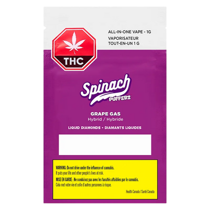 Spinach 1 g Pufferz Grape Gas Disposable Vape Vapes