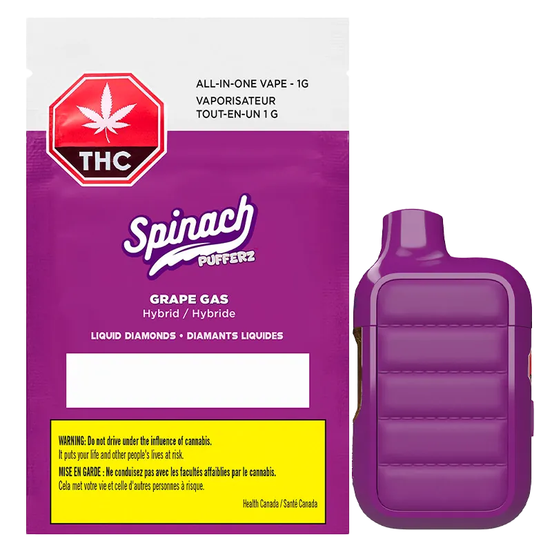 Spinach 1 g Pufferz Grape Gas Disposable Vape Vapes