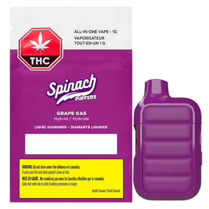Spinach 1 g Pufferz Grape Gas Disposable Vape Vapes