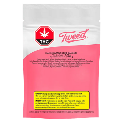 Tweed Peach Chauffer Liquid Diamonds Disposable Vape