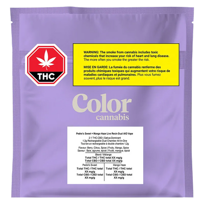 Color Cannabis 1.2 g Pedro’s Sweet + Mango Haze Live Resin Dual Disposable Vape Vapes