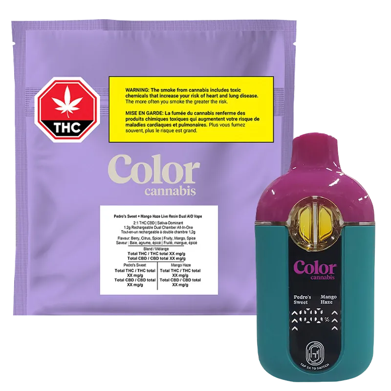 Color Cannabis 1.2 g Pedro’s Sweet + Mango Haze Live Resin Dual Disposable Vape Vapes