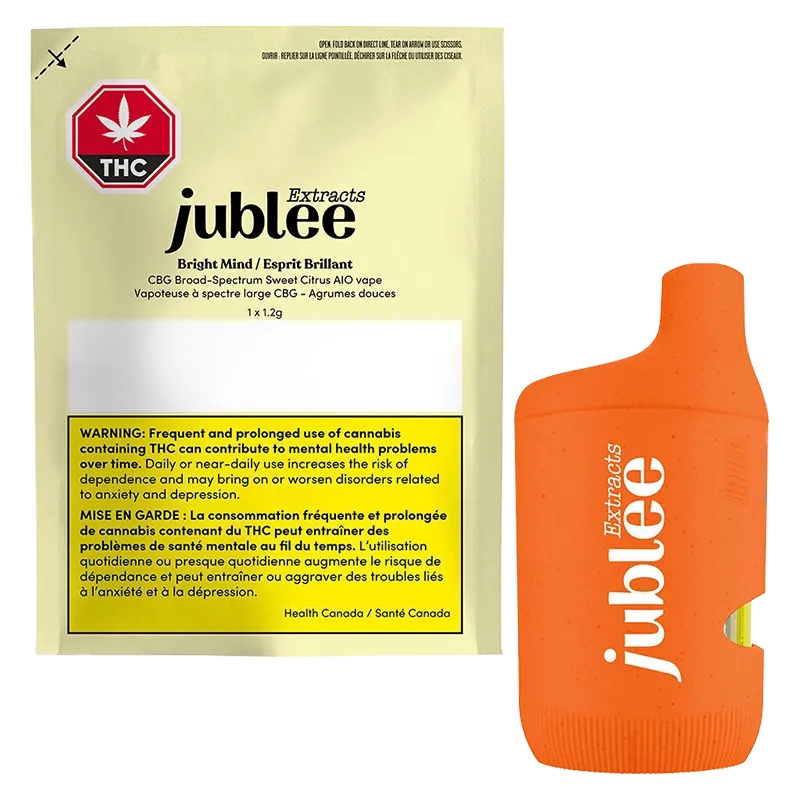 Jublee Extracts 1.2 g Bright Mind Sweet Citrus Liquid Diamond+CBG Disposable Vape Vapes
