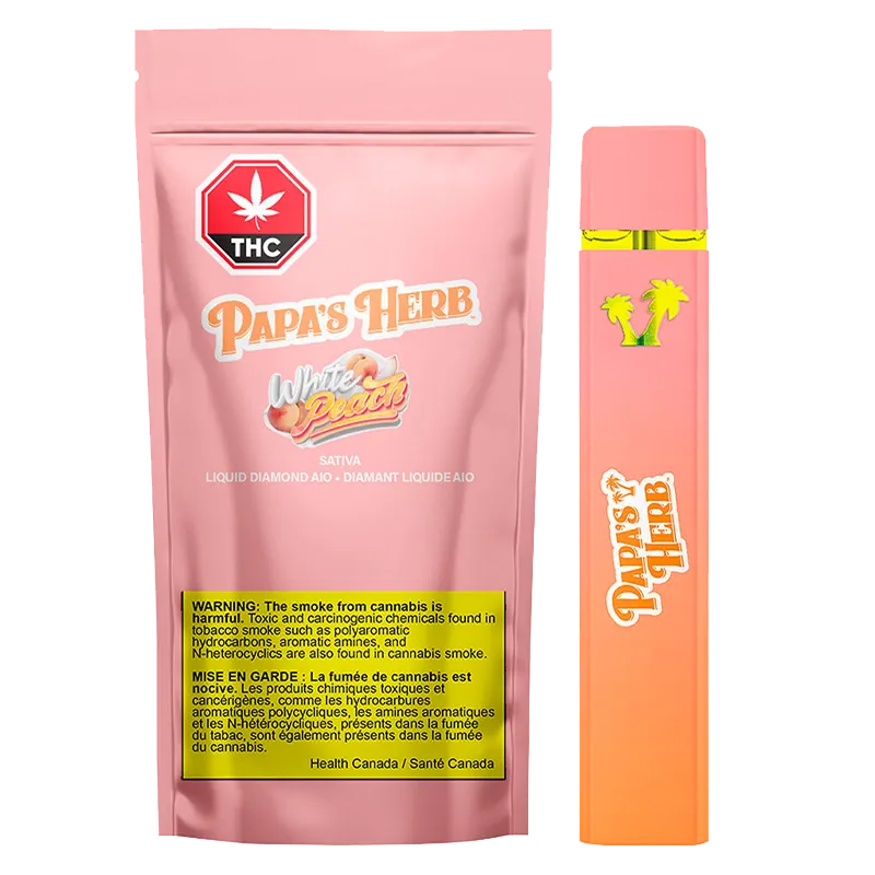 Papa's Herb 0.95 g White Peach 95+ Liquid Diamond Disposable Vape Vapes