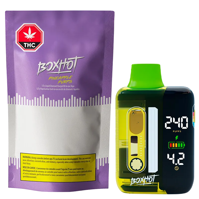 BOXHOT 1 g Pineapple Purps Liquid Diamond Charged Disposable Vape Vapes