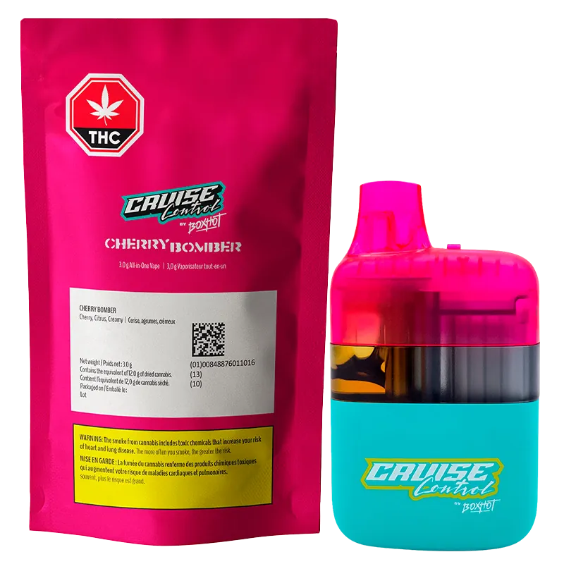 Cruise Control by BOXHOT 3 g Cherry Bomber THC + CBG + CBD Disposable Vape Vapes