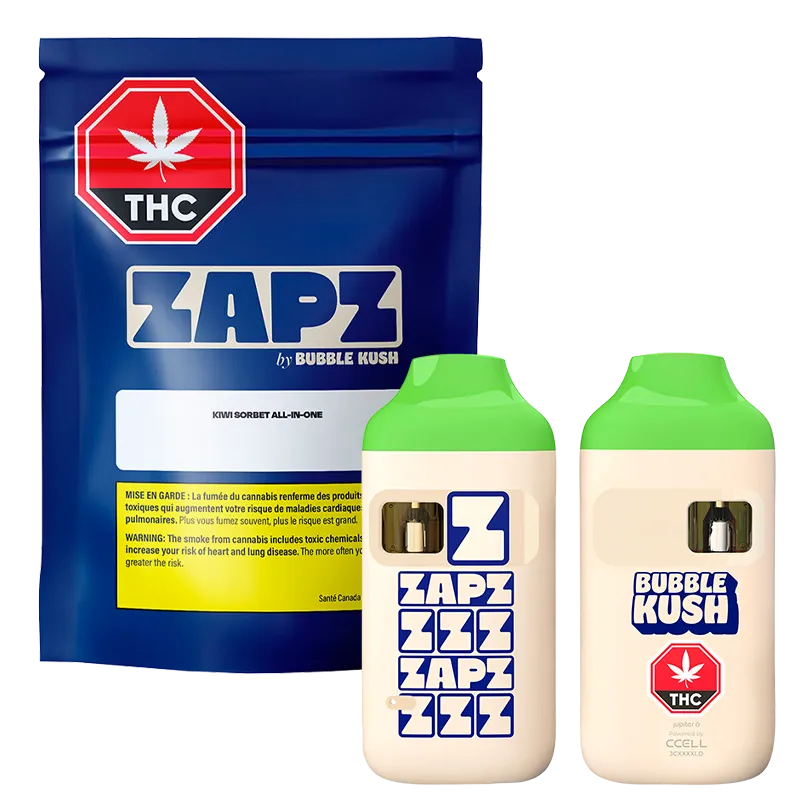 Bubble Kush 1 g Kiwi Sorbet ZAPZ Disposable Vape Vapes