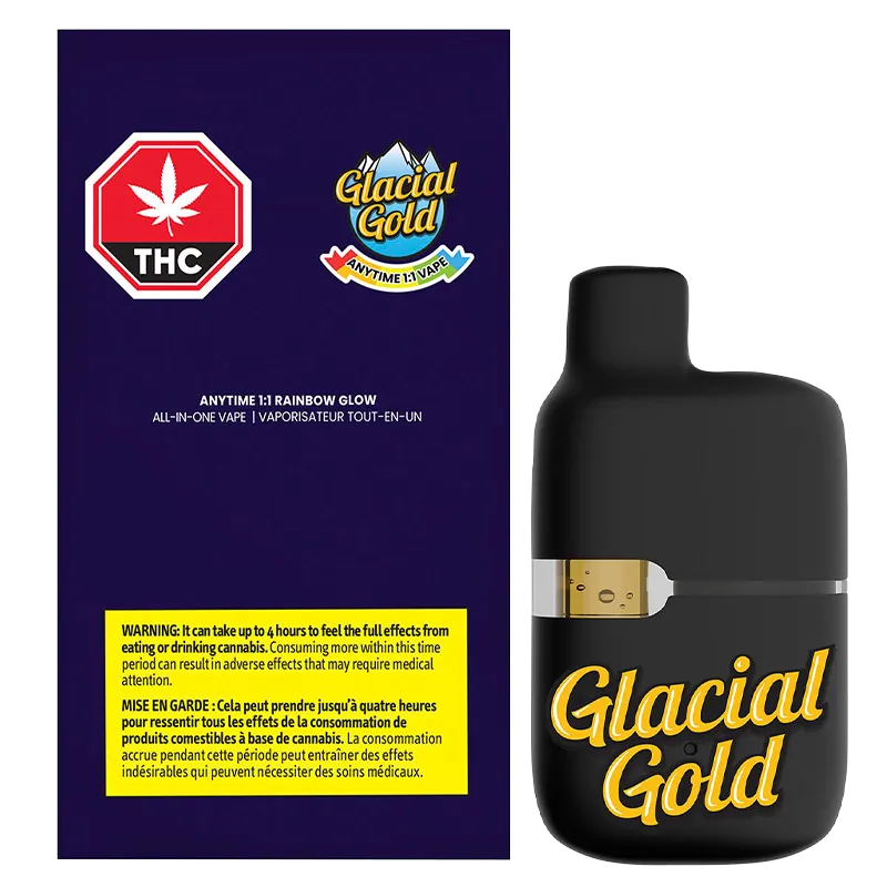 Glacial Gold 1 g Anytime 1:1 Rainbow Glow Disposable Vape Vapes