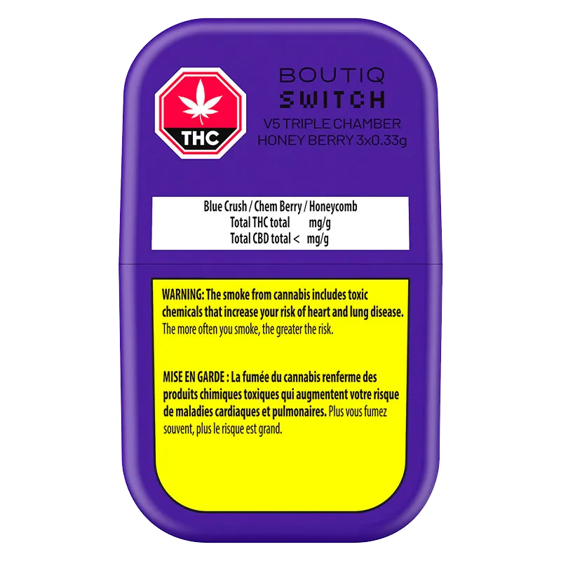 Boutiq 1 g Switch V5 Triple Chamber Honey Berry Disposable Vape Vapes