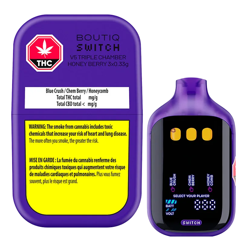 Boutiq 1 g Switch V5 Triple Chamber Honey Berry Disposable Vape Vapes