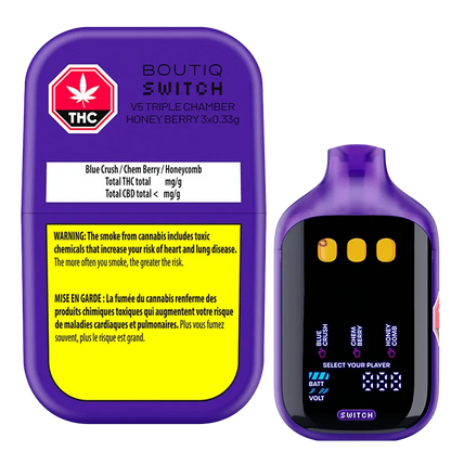 Boutiq 1 g Switch V5 Triple Chamber Honey Berry Disposable Vape Vapes