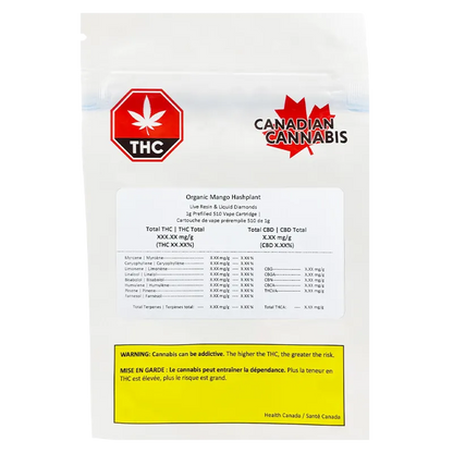 Canadian Cannabis 1 g Mango Hashplant Vape Cartridge Vapes