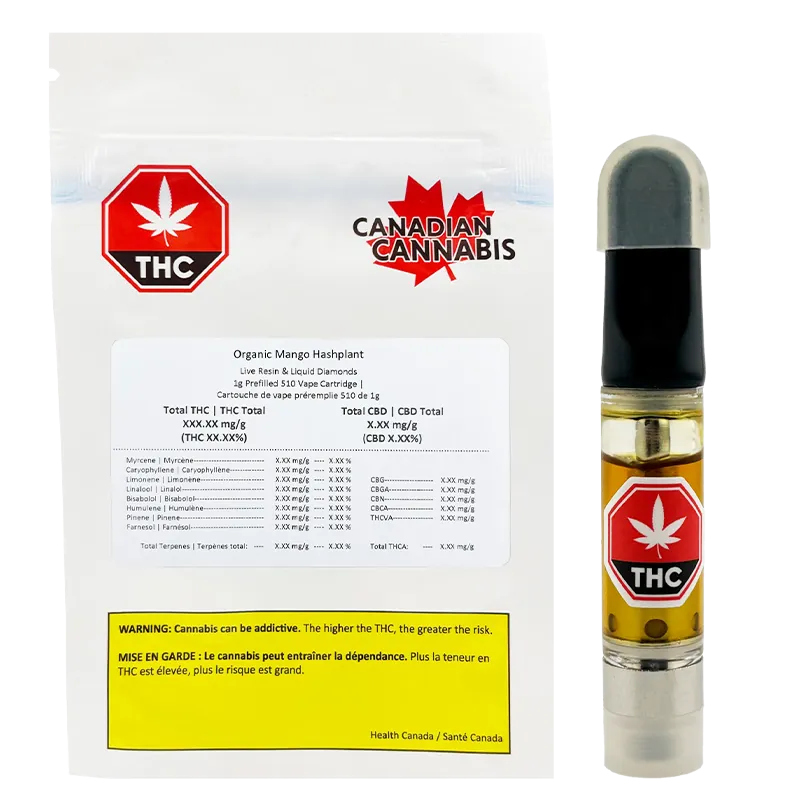 Canadian Cannabis 1 g Mango Hashplant Vape Cartridge Vapes