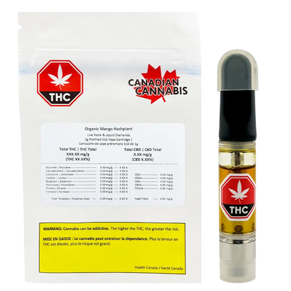 Canadian Cannabis 1 g Mango Hashplant Vape Cartridge Vapes