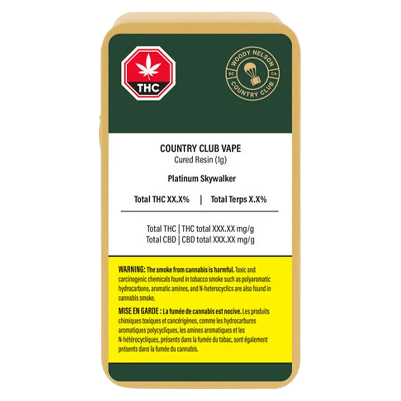 Woody Nelson Country Club 1 g Platinum Skywalker Cured Resin Vape Cartridge Vapes