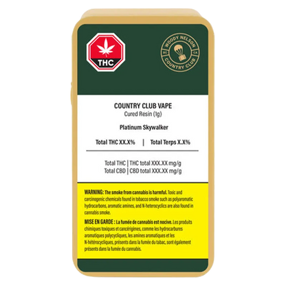 Woody Nelson Country Club 1 g Platinum Skywalker Cured Resin Vape Cartridge Vapes