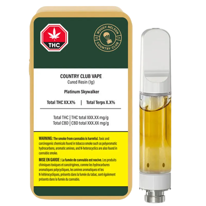 Woody Nelson Country Club 1 g Platinum Skywalker Cured Resin Vape Cartridge Vapes