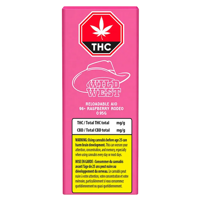 Wild West 0.95 g Reloadable 96+ Raspberry Rodeo Disposable Vape Vapes
