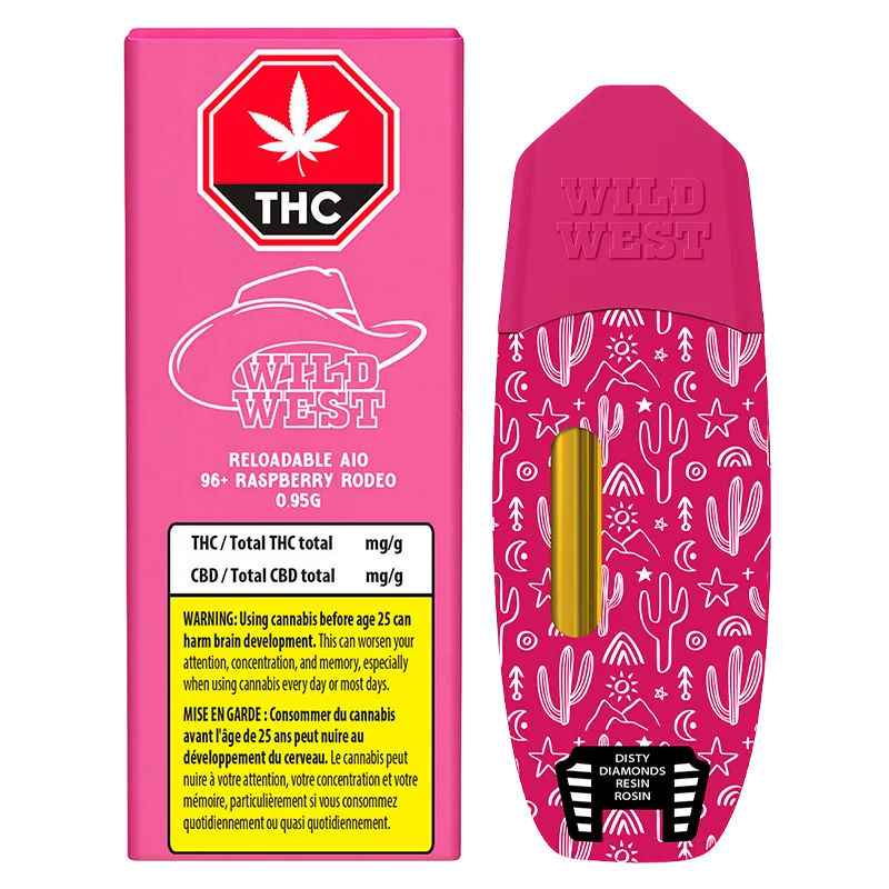 Wild West 0.95 g Reloadable 96+ Raspberry Rodeo Disposable Vape Vapes