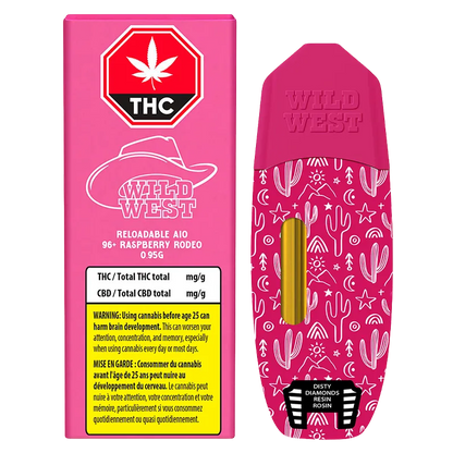 Wild West 0.95 g Reloadable 96+ Raspberry Rodeo Disposable Vape Vapes