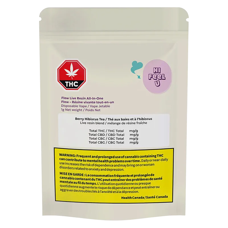 hifeelu 1 g Flow Live Resin Berry Hibiscus Tea Disposable Vape Vapes