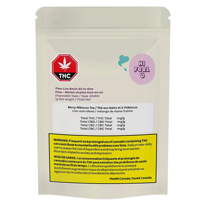 hifeelu 1 g Flow Live Resin Berry Hibiscus Tea Disposable Vape Vapes