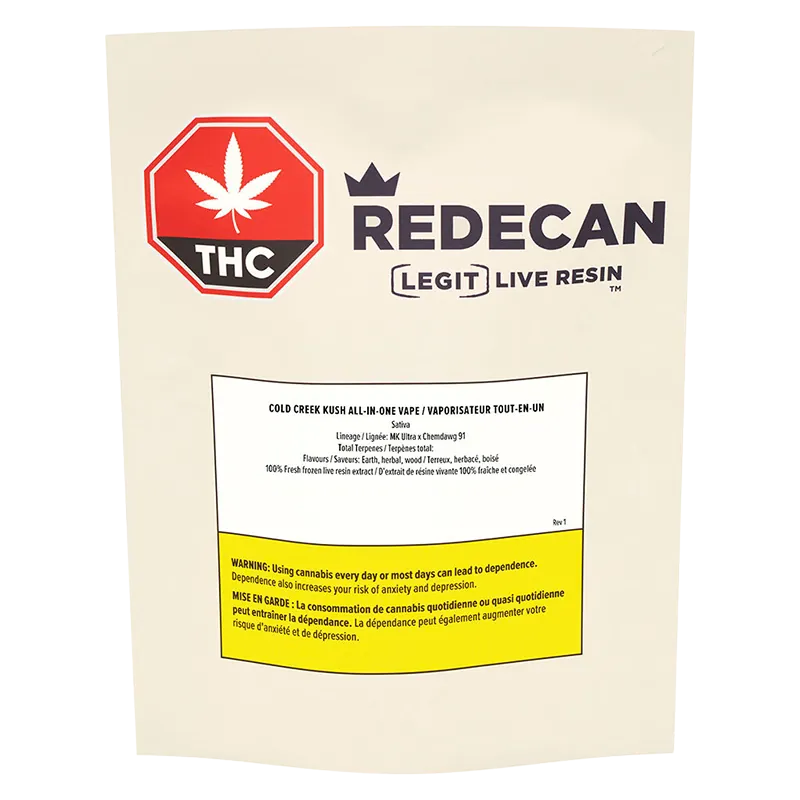 Redecan 1.2 g Legit Live Resin Cold Creek Kush Disposable Vape Vapes