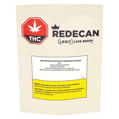 Redecan 1.2 g Legit Live Resin Cold Creek Kush Disposable Vape Vapes