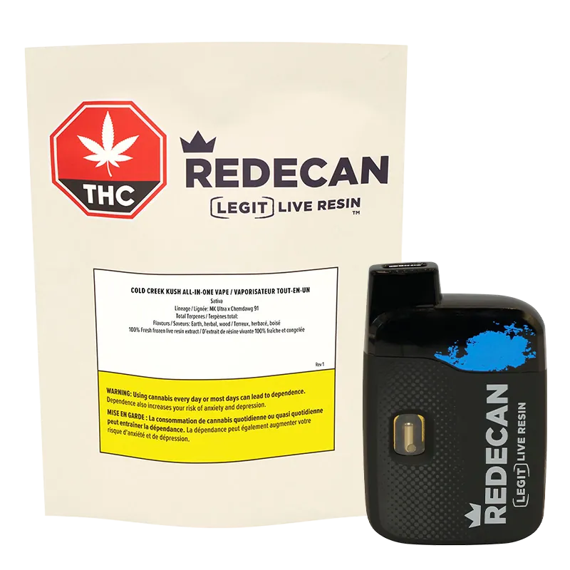 Redecan 1.2 g Legit Live Resin Cold Creek Kush Disposable Vape Vapes