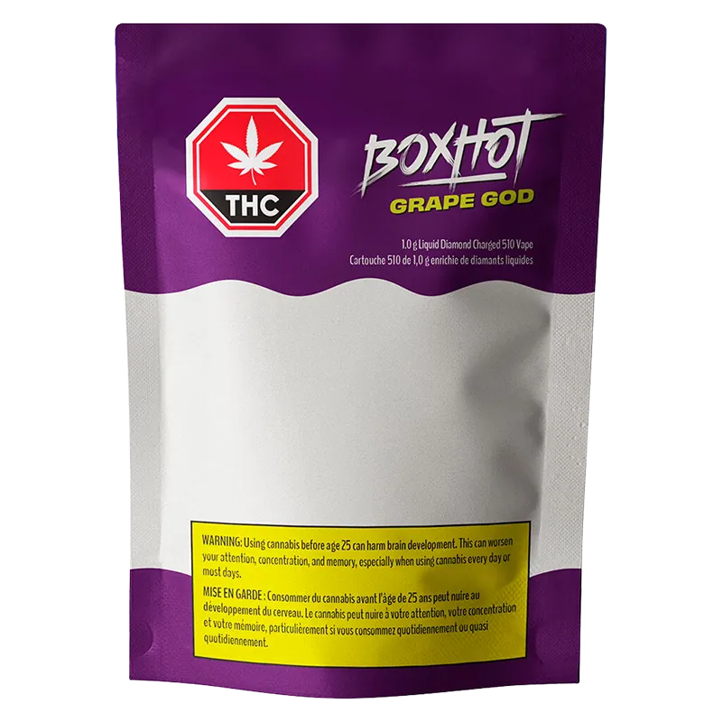 Boxhot 1 g Grape God Liquid Diamond Charged Vape Cartridge Vapes