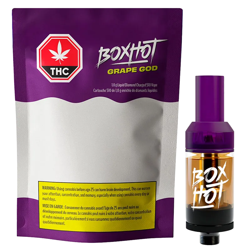 Boxhot 1 g Grape God Liquid Diamond Charged Vape Cartridge Vapes