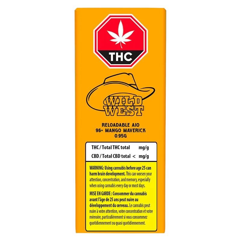 Wild West 0.95 g Reloadable 96+ Mango Maverick Disposable Vape Vapes