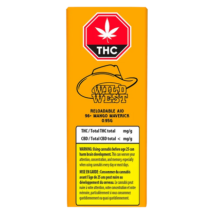 Wild West 0.95 g Reloadable 96+ Mango Maverick Disposable Vape Vapes