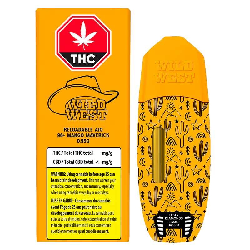 Wild West 0.95 g Reloadable 96+ Mango Maverick Disposable Vape Vapes