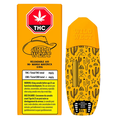 Wild West 0.95 g Reloadable 96+ Mango Maverick Disposable Vape Vapes