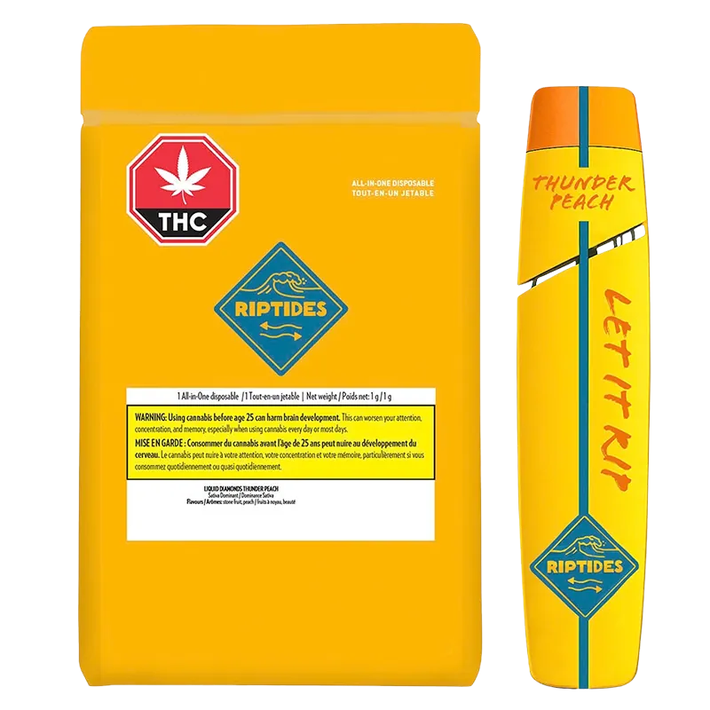 Riptides 1 g Liquid Diamonds Thunder Peach Disposable Vape Vapes