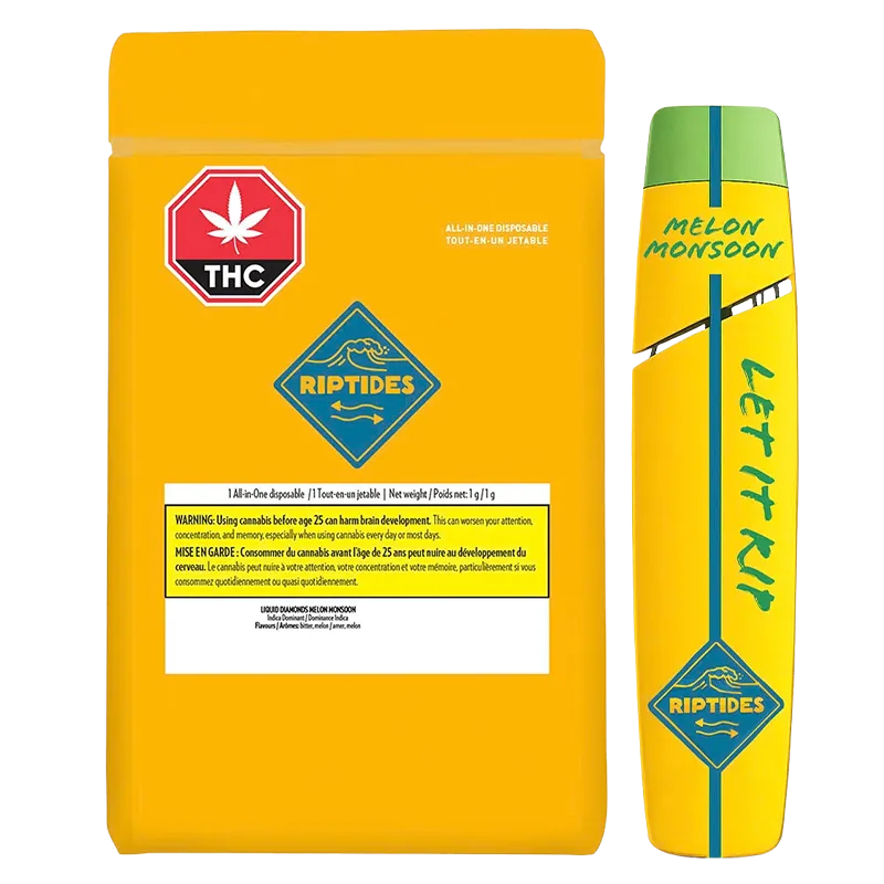 Riptides 1 g Liquid Diamonds Melon Monsoon Disposable Vape Vapes