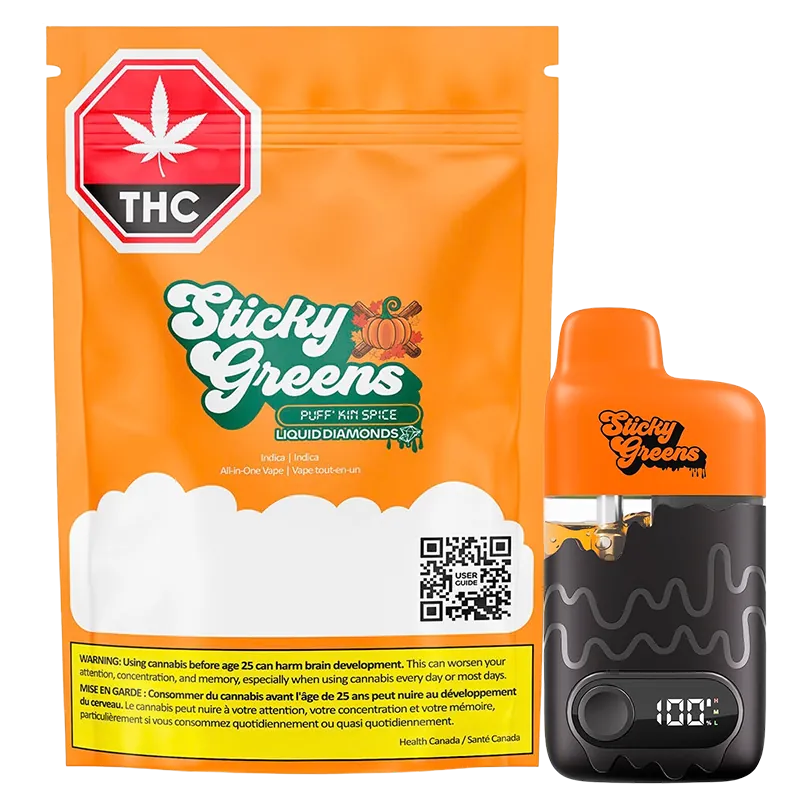 Sticky Greens 0.95 g Puff' Kin Spice Dripbar Disposable Vape Vapes