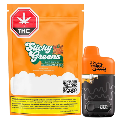 Sticky Greens 0.95 g Puff' Kin Spice Dripbar Disposable Vape Vapes