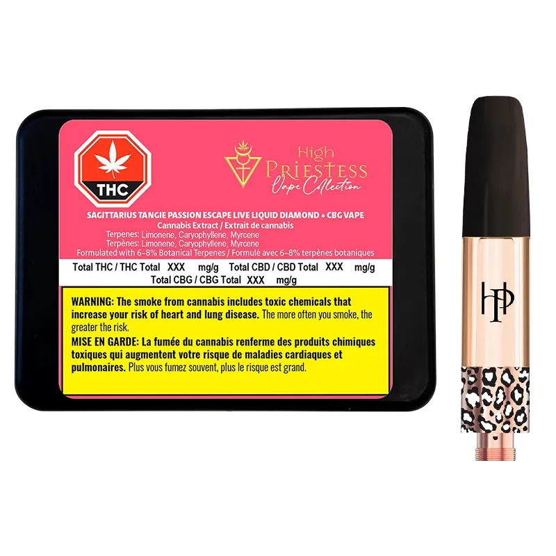 High Priestess 1 g Sagittarius Tangie Passion Escape Live Liquid Diamond:CBG Vape Cartridge Vapes