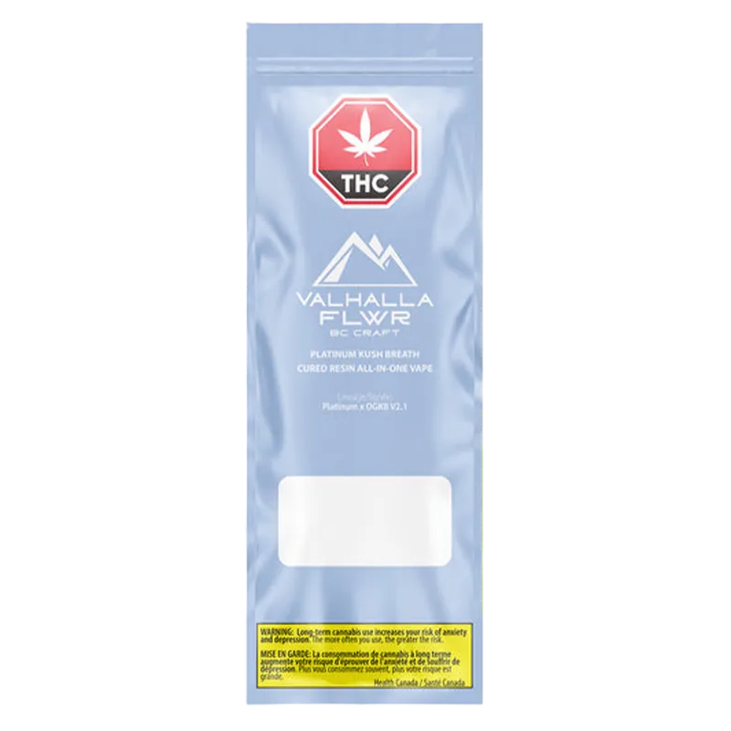 Valhalla Flwr 1 g Platinum Kush Breath Cured Disposable Vape Vapes