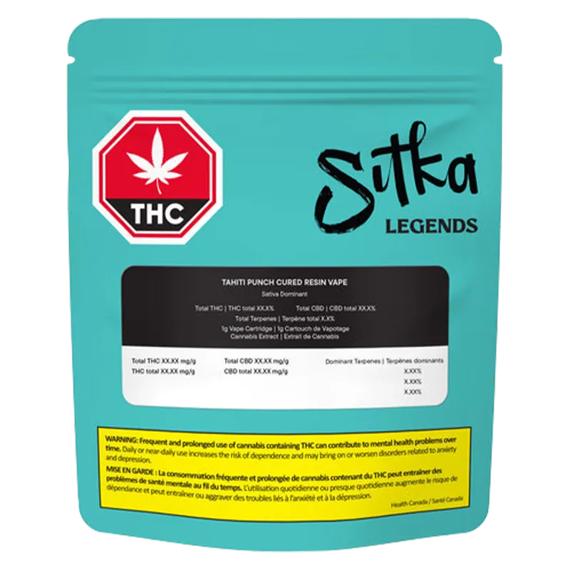 Sitka Legends 1 g Tahiti Punch Cured Resin Vape Cartridge Vapes