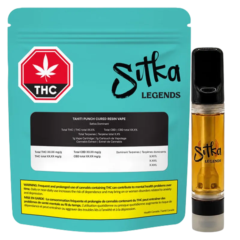 Sitka Legends 1 g Tahiti Punch Cured Resin Vape Cartridge Vapes